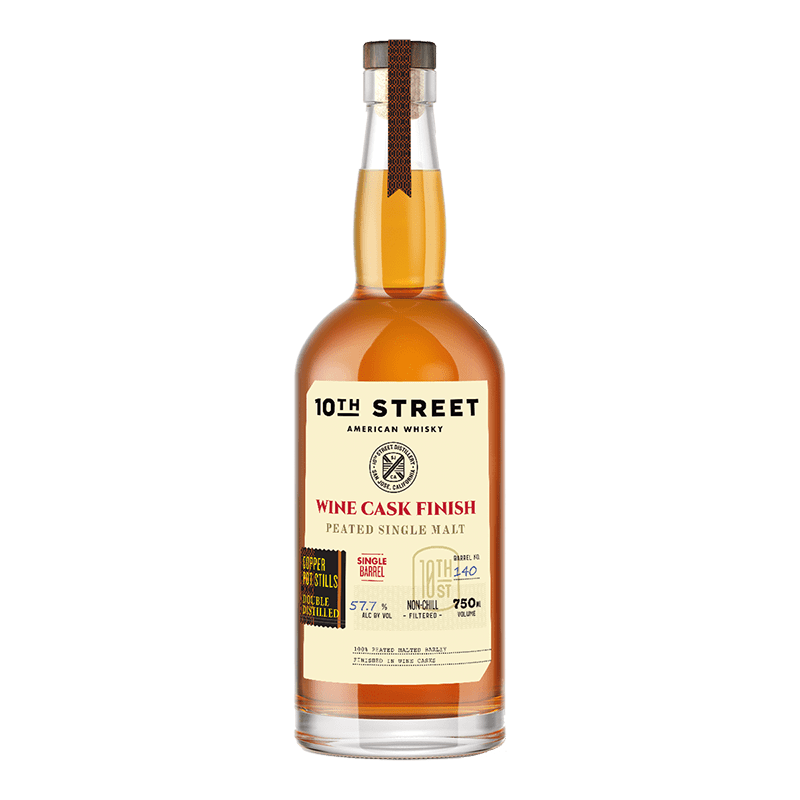 10th Street Wine Cask Finish Single Malt Peated Whiskey 99 750mL - Great American Craft Spirits