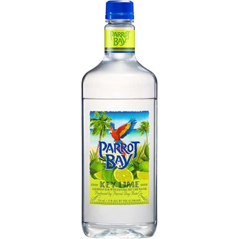 Bottle of Parrot Bay Key Lime Rum 750ml with citrus flavor label
