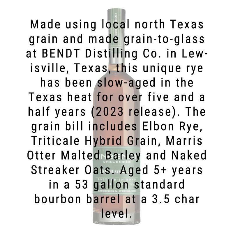 Bendt Distilling Unbendt Bottled in Bond Straight Rye Whiskey 750mL