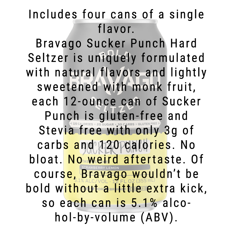 Bravago Sucker Punch (Strawberry Lemon) Hard Seltzer 4-Pack