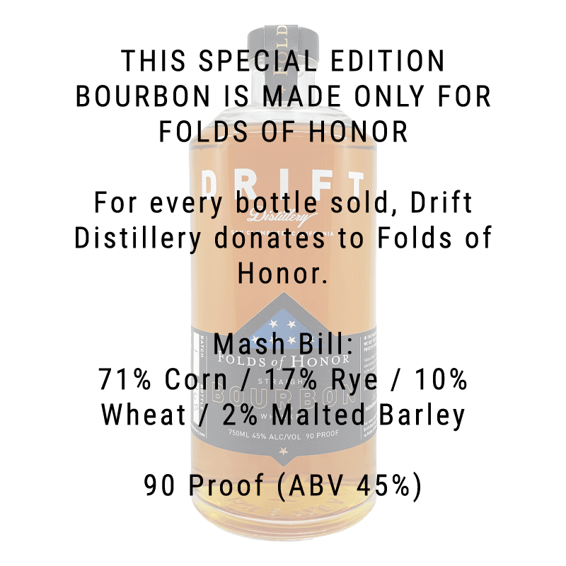 
            
                Load image into Gallery viewer, Drift Distillery Folds of Honor Bourbon Whiskey 750mL
            
        