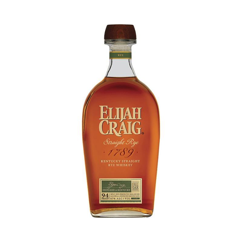 Elijah Craig Straight Rye Whiskey 94 Proof 750ml bottle with rich amber color and premium label