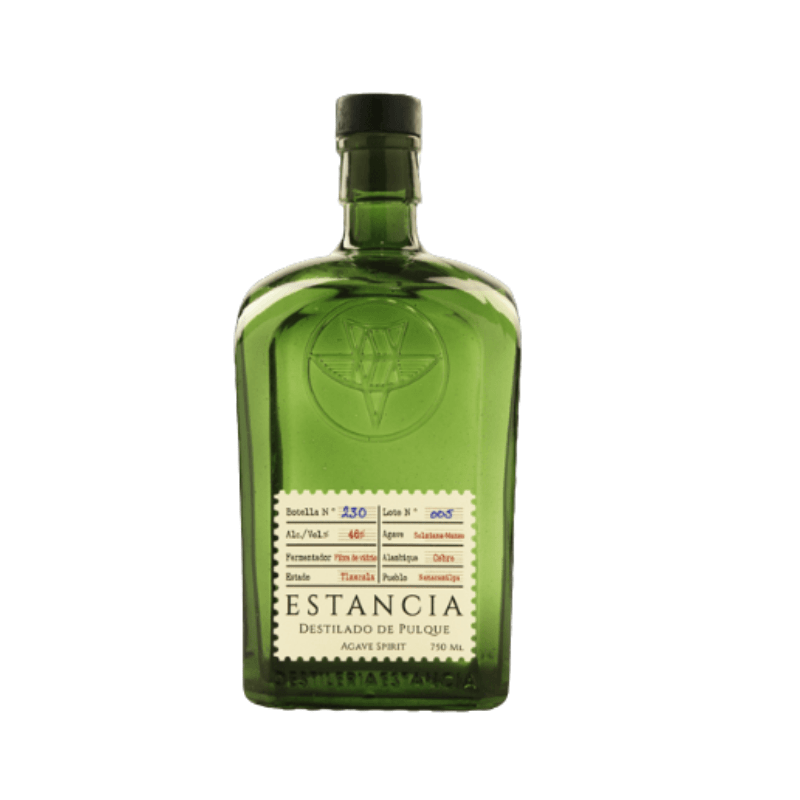 Estancia Destilado de Pulque bottle – premium Mexican agave spirit made from fermented pulque, artisanal and smooth for cocktails or sipping neat
