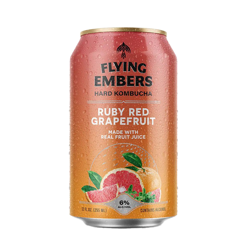 Flying Embers Ruby Red Grapefruit Hard Kombucha 6 pack 12.oz