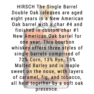 Hirsch The Single Barrel Double Oak Bourbon Whiskey 750mL
