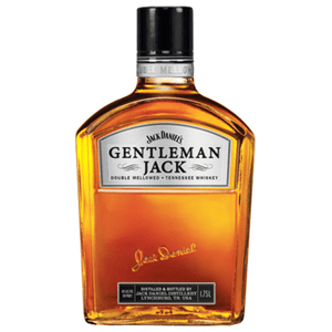 Bottle of Jack Daniel's Gentleman Jack Tennessee Whiskey, showcasing its iconic label and premium amber color.