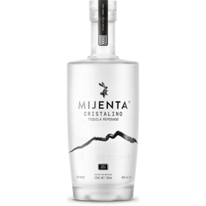 Mijenta Cristalino Tequila bottle with elegant label, showcasing premium blanco cristalino tequila in 750ml bottle.