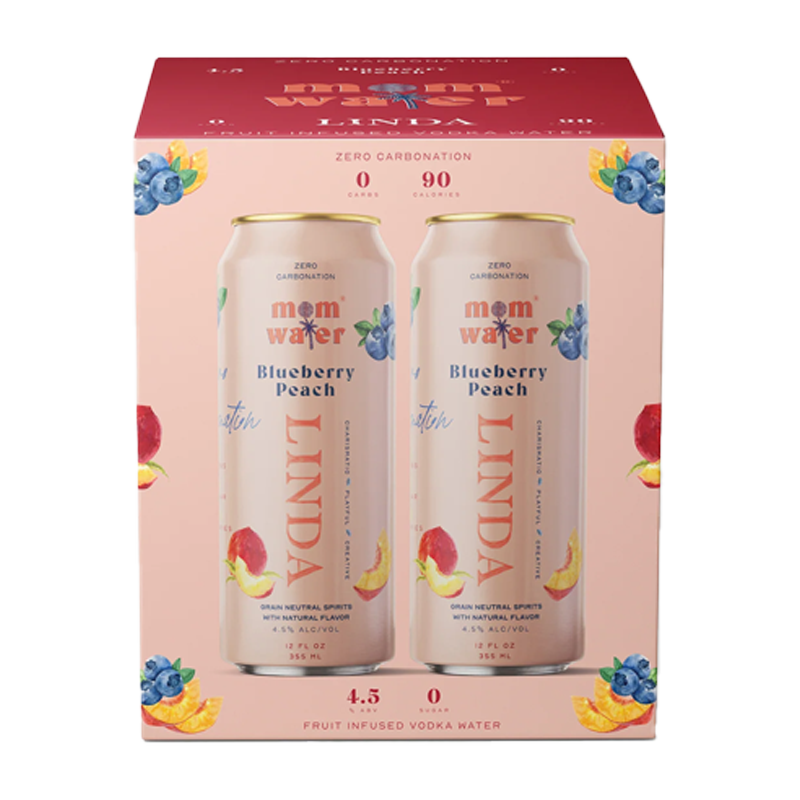 Mom Water Linda - Blueberry Peach Cocktail 12.oz 4 Pack