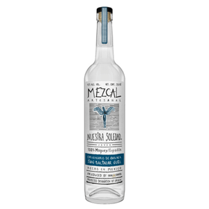 Nuestra Soledad Santiago Matatlan Mezcal bottle with traditional Oaxacan design and label