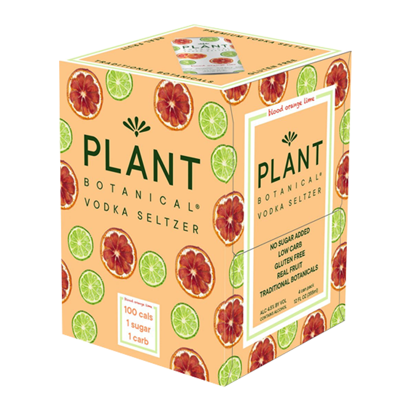 Plant Botanical Vodka Seltzer Blood Orange Lime 12.oz 4 pack