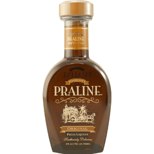 Bottle of Praline Original Pecan Liqueur with rich, nutty flavor in an elegant design. Perfect for cocktails and sipping.