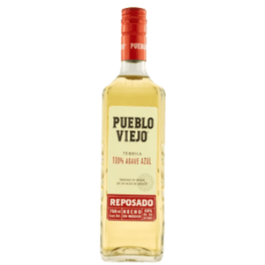 Pueblo Viejo Reposado Tequila bottle showcasing premium aged tequila with oak and vanilla notes