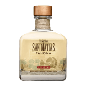 San Matias Tahona Reposado Tequila bottle with elegant design and label.