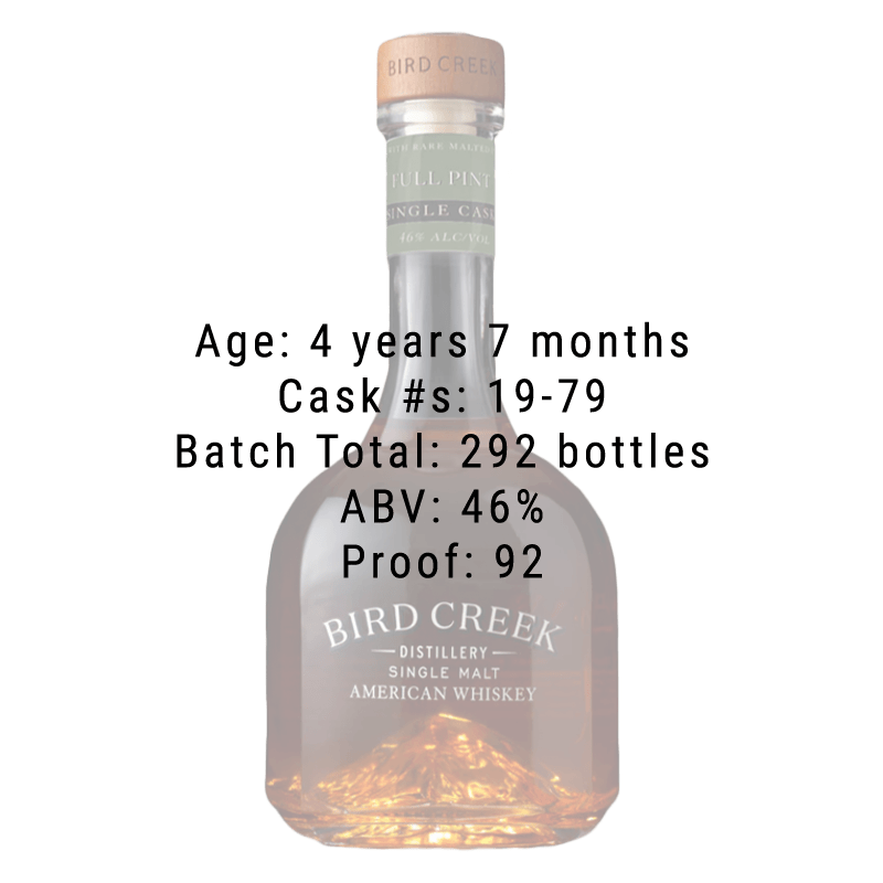 Bird Creek Full Pint Single Cask Whiskey 750mL - Great American Craft Spirits