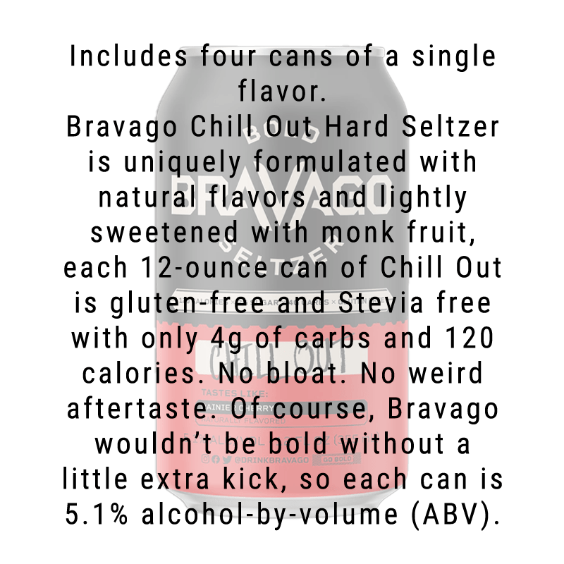 Bravago Chill Out (Rainier Cherry) Hard Seltzer 4 - Pack - Great American Craft Spirits