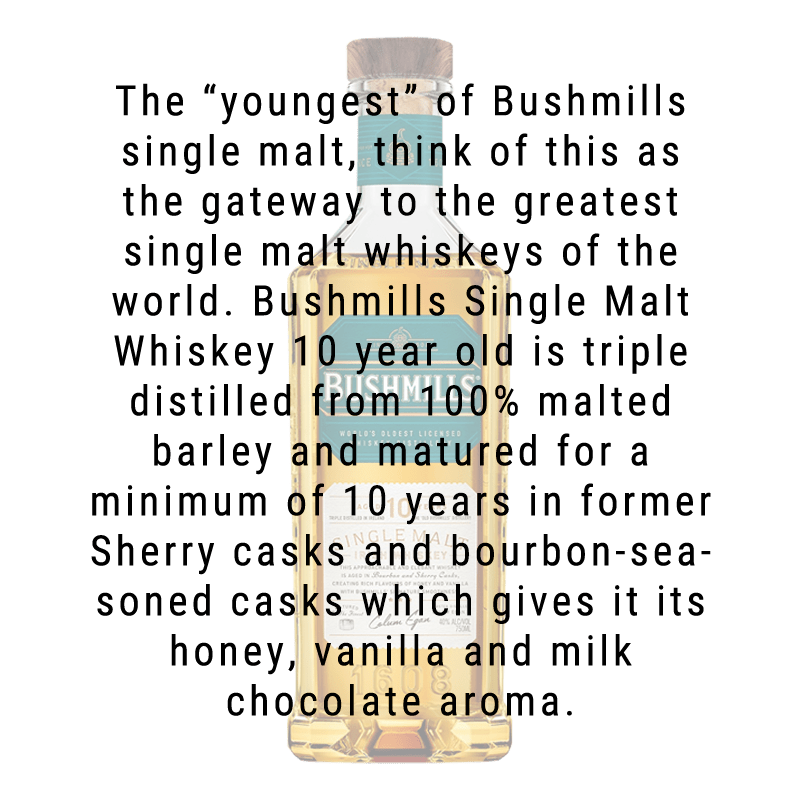 Bushmills 10 Year Single Malt Irish Whiskey 750mL - Great American Craft Spirits