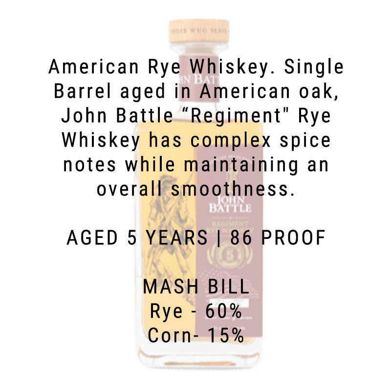 John Battle Regiment Rye Whiskey 750ml - Great American Craft Spirits