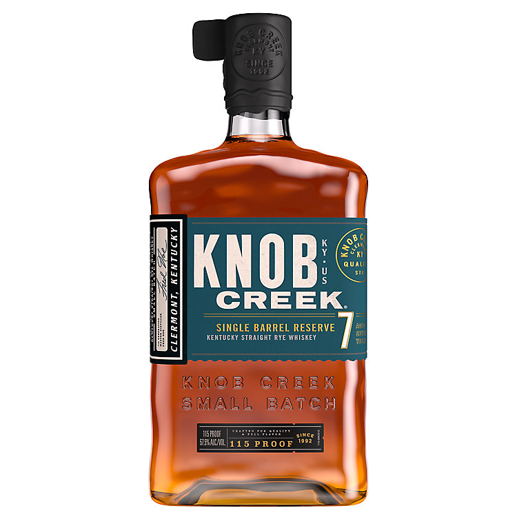 Knob Creek Straight Rye Whiskey Single Barrel Reserve 7 Year 115 Proof 750ml bottle with label and packaging