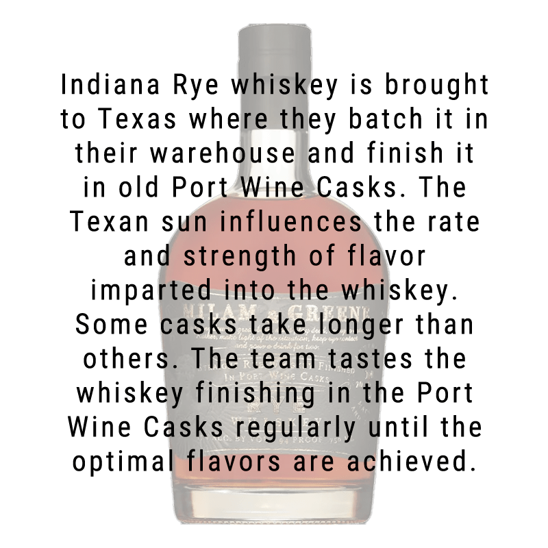 Milam & Greene Straight Rye Whiskey Finished in Port Casks 750mL - Great American Craft Spirits