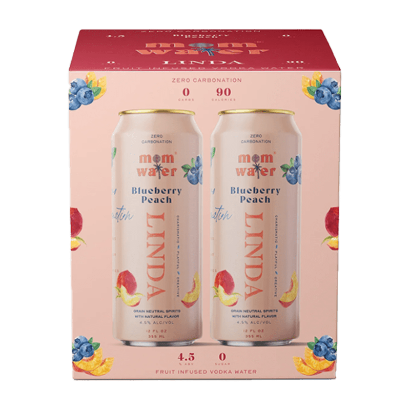Buy Mom Water Linda - Blueberry Peach Cocktail 12.oz 4 Pack