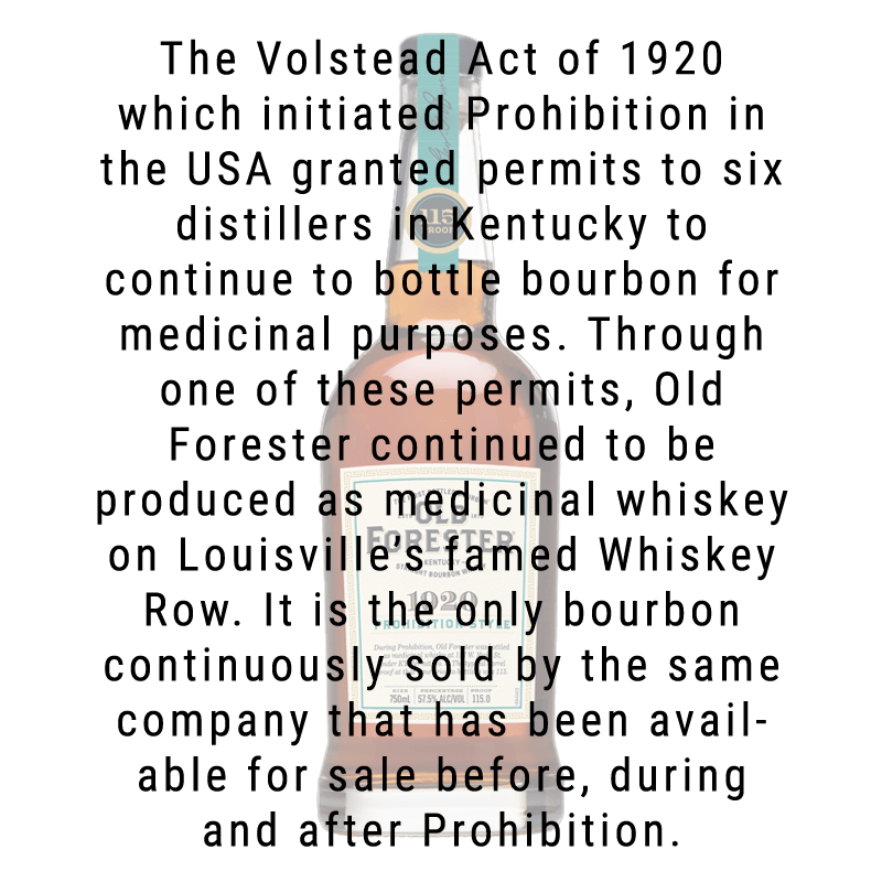 Old Forester 1920 Prohibition Style Kentucky Straight Bourbon Whisky 750mL - Great American Craft Spirits