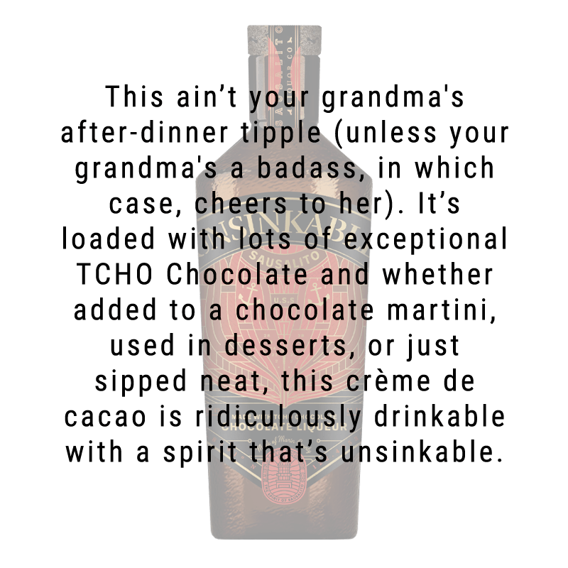 Sausalito Liquor Company Unsinkable Chocolate Liqueur 750ml - Great American Craft Spirits