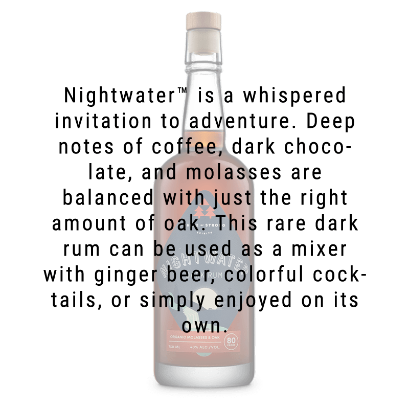 Three of Strong Spirits Nightwater Dark Rum 750mL - Great American Craft Spirits