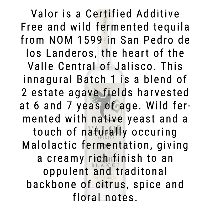 Valor Spirits Blanco Tequila 750mL - Great American Craft Spirits