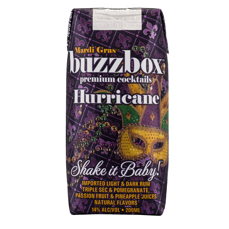 
            
                Load image into Gallery viewer, Buzzbox Premium cocktails Mardi Gras Hurricane cocktail 4 Pack
            
        
