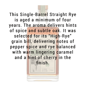 The Clover Single Barrel Straight Rye Whiskey 750mL