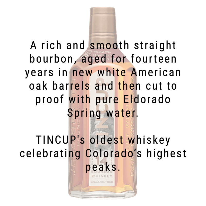 
            
                Load image into Gallery viewer, Tin Cup Fourteener Colorado Straight Bourbon Whiskey 14 Year 750mL
            
        